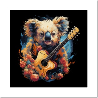 Koala Playing Guitar Posters and Art